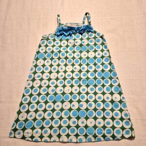 Hanna Andersson girls size 100 or 4 sleeveless dress white green & blue GUC